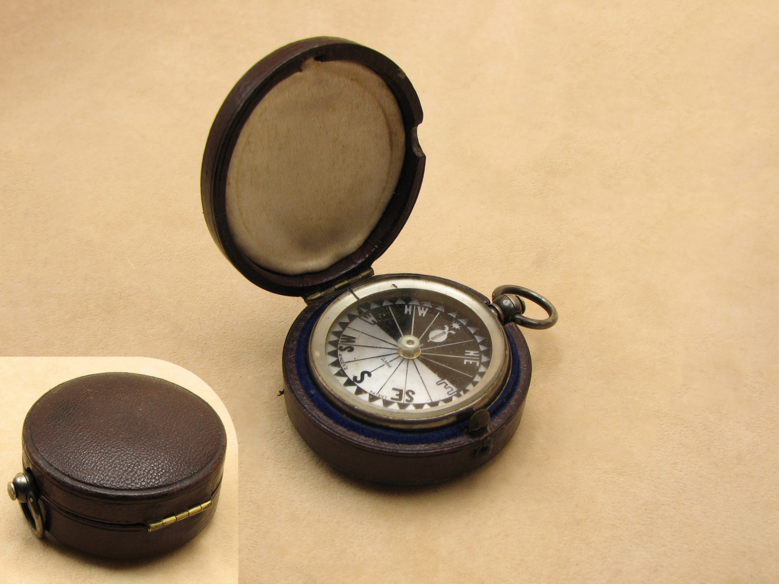 1860's Singers Patent pocket compass serial no 23606 with MOP dial